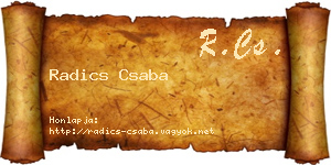 Radics Csaba névjegykártya